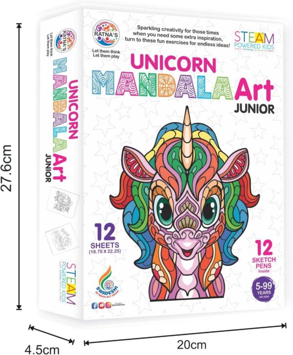 710Qd6-Xw2L._AC_SL1500_.jpg Mandala Art Unicorn Junior Colouring Kit