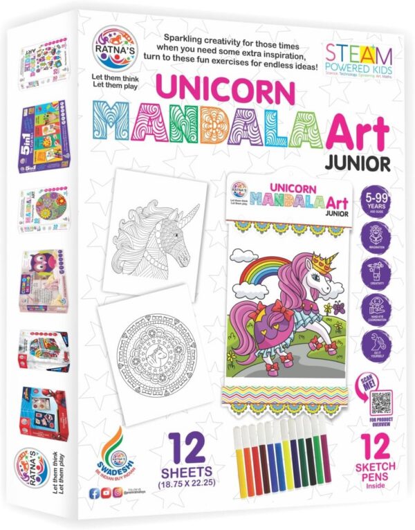 71OGeiQv5iL._AC_SL1500_.jpg Mandala Art Unicorn Junior Colouring Kit