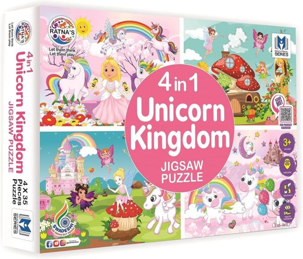 71TFLb13eS._AC_SL1500_.jpg 4 in 1 Unicorn Kingdom Jigsaw Puzzle