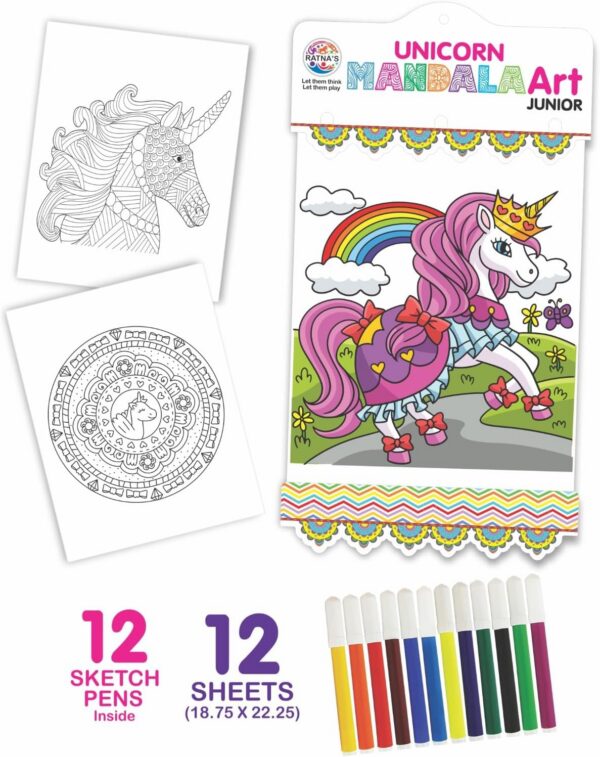 71YNBa499XL._AC_SL1500_.jpg Mandala Art Unicorn Junior Colouring Kit