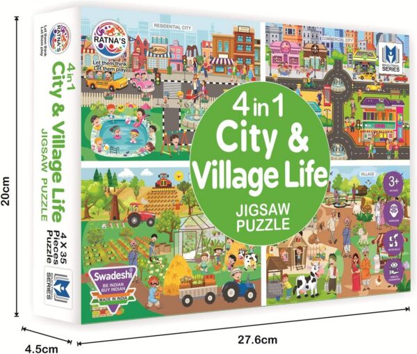 4 in 1 City & Village Life Jigsaw Puzzle