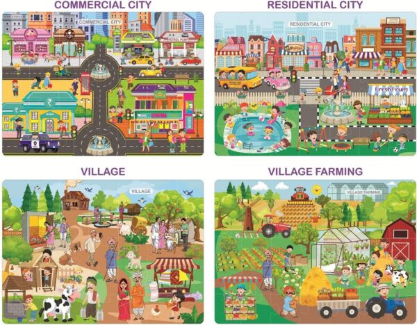 4 in 1 City & Village Life Jigsaw Puzzle