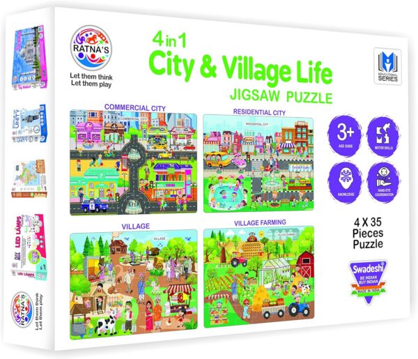 4 in 1 City & Village Life Jigsaw Puzzle