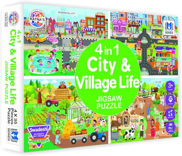 4 in 1 City & Village Life Jigsaw Puzzle